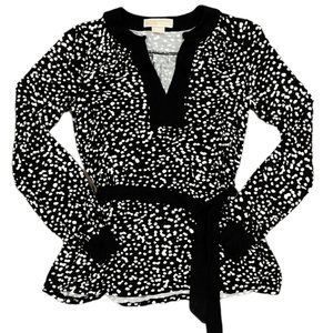 MICHAEL Michael Kors Black & White Long Sleeve Top, Size XS/XP